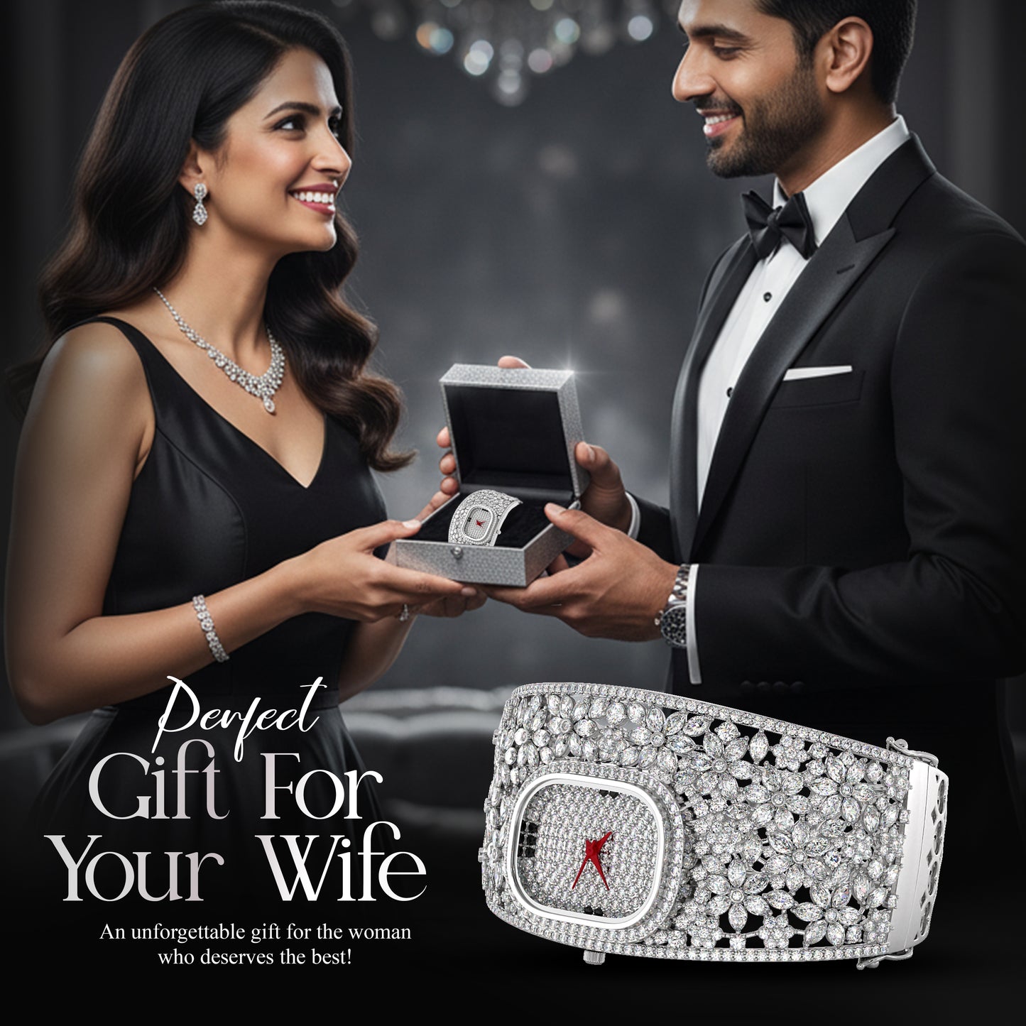Best Surprise Gift For Wife - Luxury Diamond Bracelet Watch - Anniversary & Birthday Present For Her