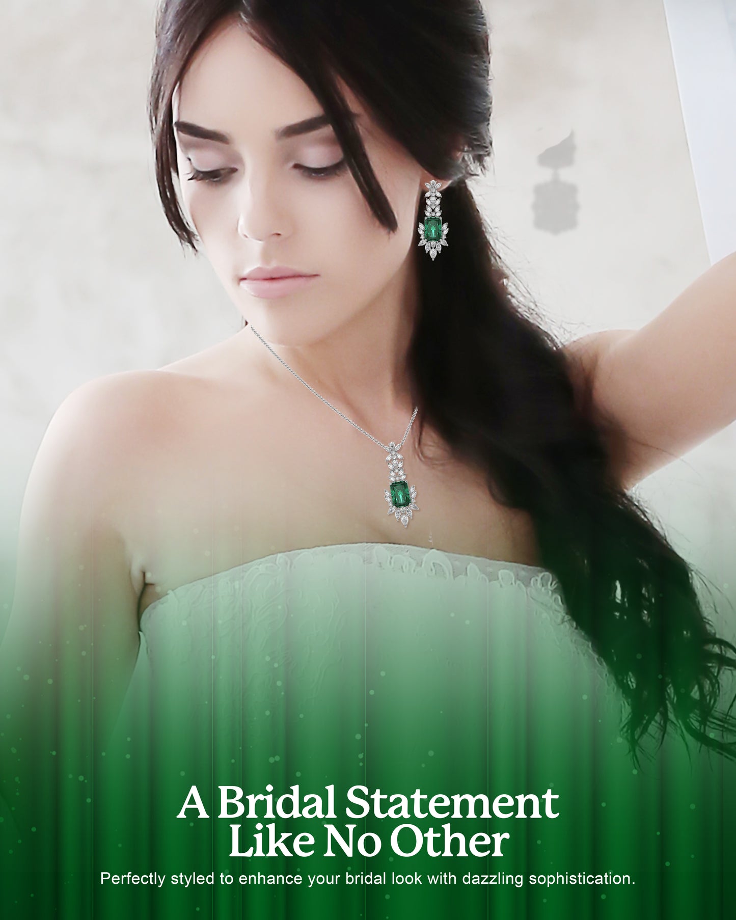 Green Square Pendent Set