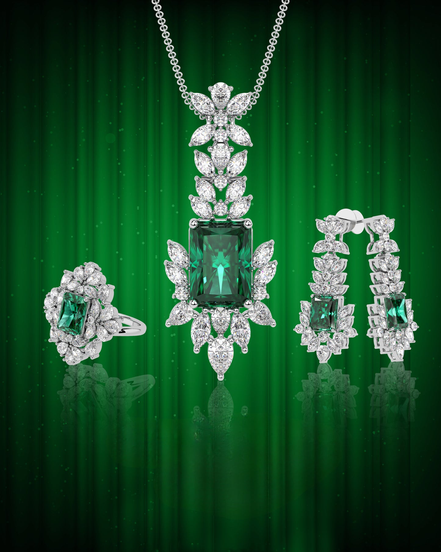 Green Square Pendent Set