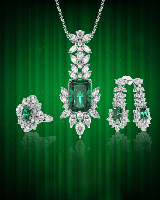 Green Square Pendent Set