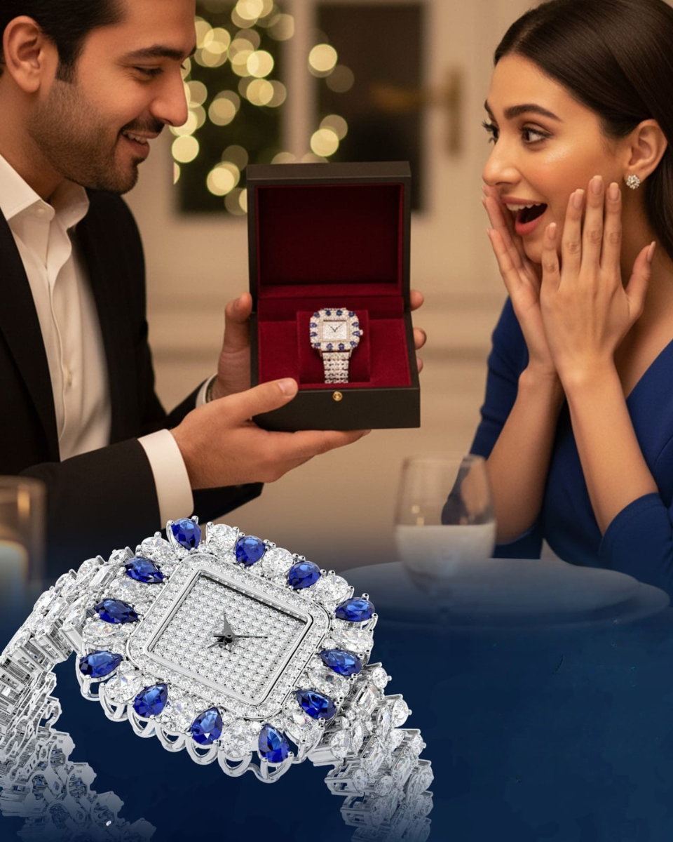 Blue Dial Women's Watch Gift for Wife Birthday Elegant – Milimisto