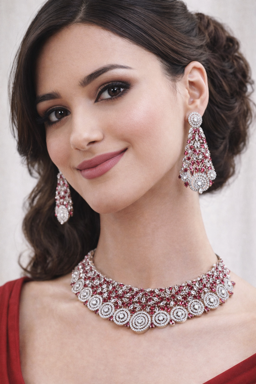 Elegant Ruby Necklace Set